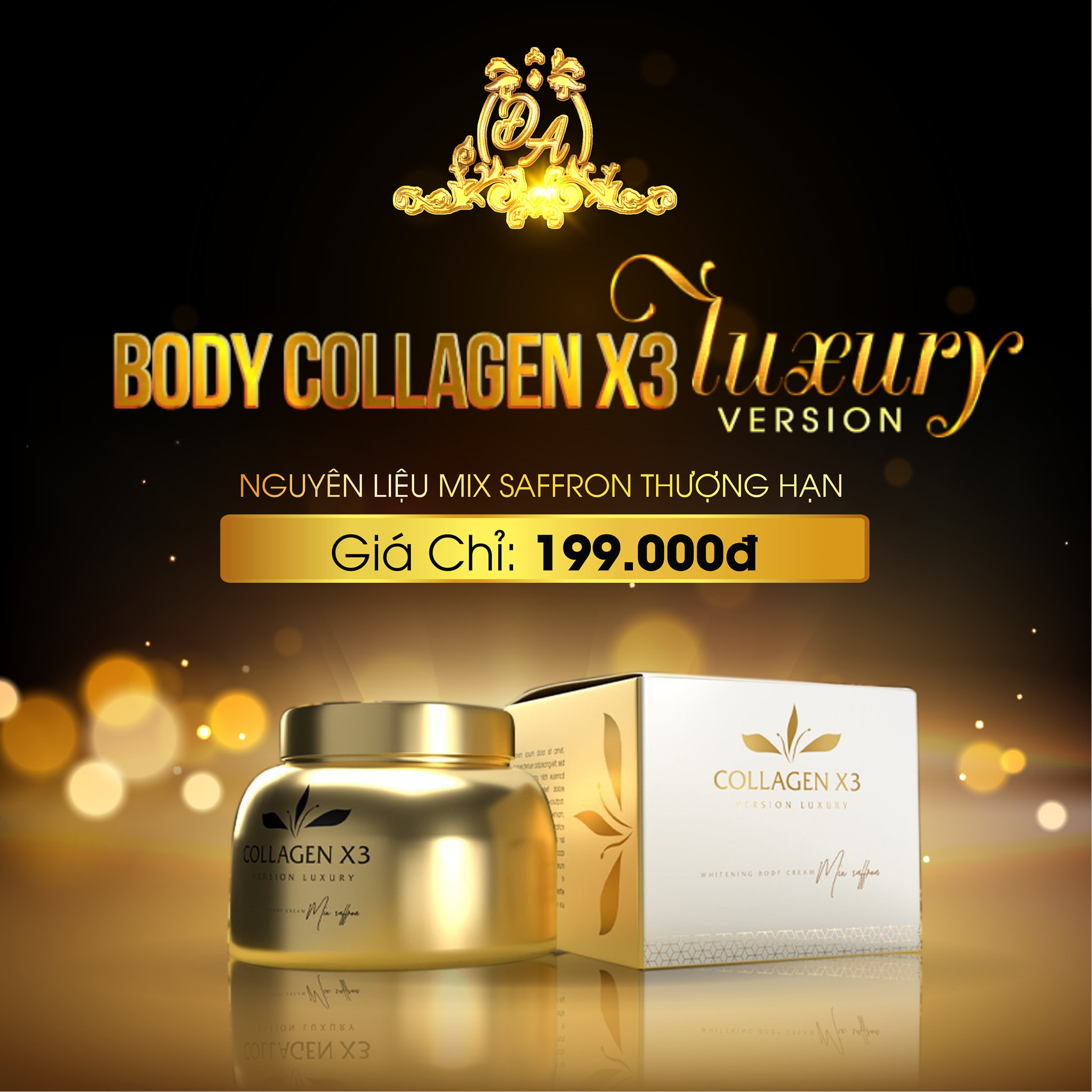 Kem Body Collagen X3 Luxury Đông Anh Mix Saffron (250g)