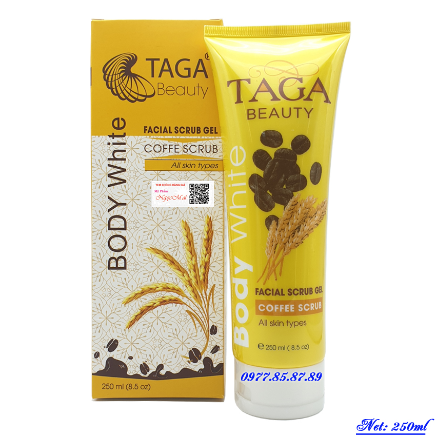 Gel tẩy tế bào chết dành cho Body chiết xuất từ tinh chất cà phê và Yến mạch TAGA Beauty (250ml)