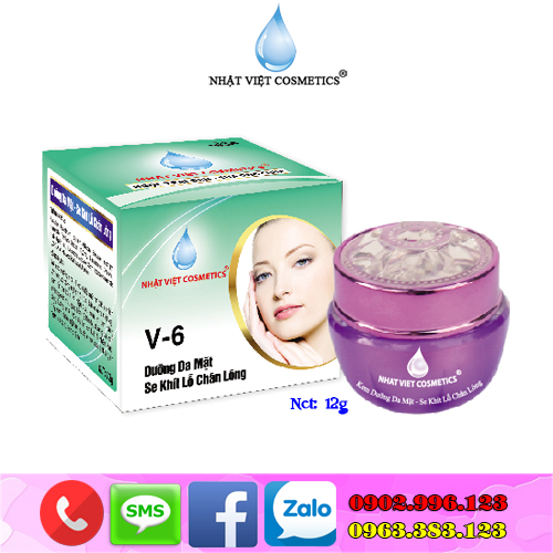 Kem dưỡng da mặt - Se khít lỗ chân lông dưỡng chất Ngọc Trai Đen - Sữa Ong Chúa V-6 Nhật Việt Cosmetics (12g)