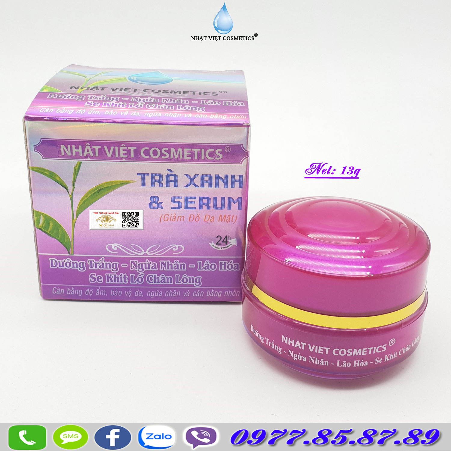 Kem dưỡng trắng - Ngừa nhăn - Ngăn lão hóa - Se khít lỗ chân lông Nhật Việt Cosmetics (13g)