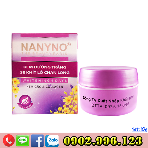 Kem dưỡng trắng - Se khít lỗ chân lông dưỡng chất Kem gấc và Collagen NANYNO (10g)