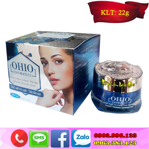 Kem dưỡng trắng - Tái tạo - Se khít lỗ chân lông Chiết  xuất Trà Xanh - Tinh Dầu Gạo OHIO Cosmetics (22g)