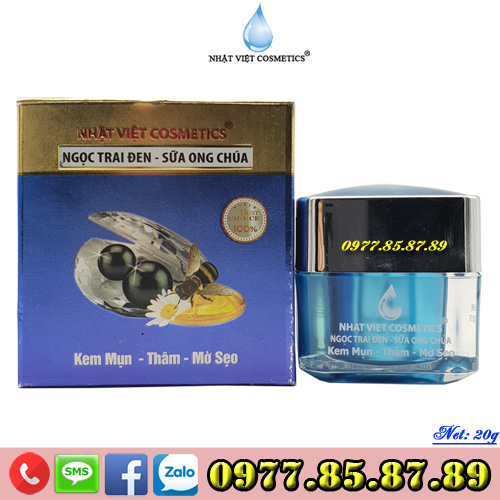 Kem trị mụn - Xóa thâm - Mờ sẹo dưỡng chất Ngọc trai đen - Sữa ong chúa V-13 Nhật Việt Cosmetics (16g)