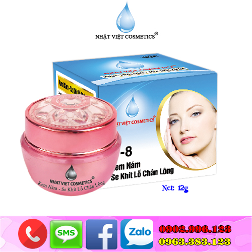 Kem trị Nám - Se khít lỗ chân lông dưỡng chất Ngọc Trai Đen - Sữa Ong Chúa V-8 Nhật Việt Cosmetics (12g)