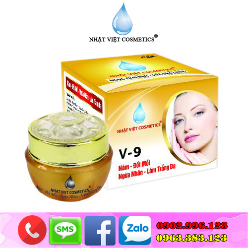 Kem trị nám - Đồi mồi - Ngừa nhăn - Làm trắng da V-9 Ngọc Trai Đen - Sữa Ong Chúa Nhật Việt Cosmetics (16g)