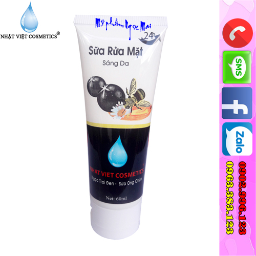 Sữa rửa mặt sáng da dưỡng chất Ngọc Trai Đen - Sữa Ong Chúa Nhật Việt Cosmetics (60ml)