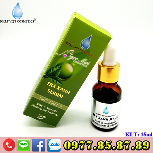 Serum làm trắng da - Ngừa nhăn - Lão hóa - Se khít lỗ chân lông dưỡng chất trà xanh Nhật Việt Cosmetics (15ml)