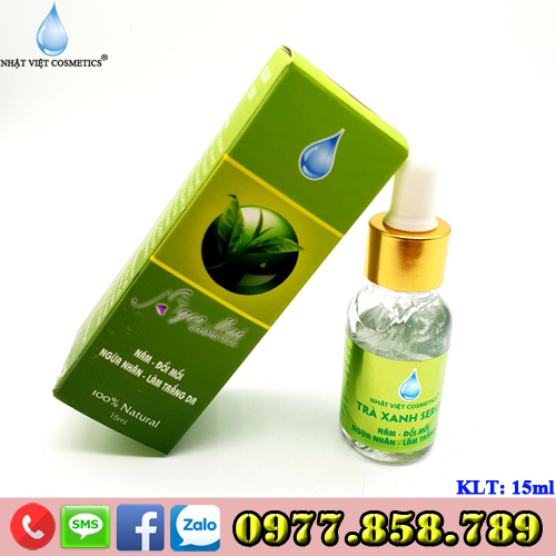 Serum trị nám - Đồi mồi - Ngừa nhăn - Làm trắng da dưỡng chất trà xanh Nhật Việt Cosmetics (15ml)