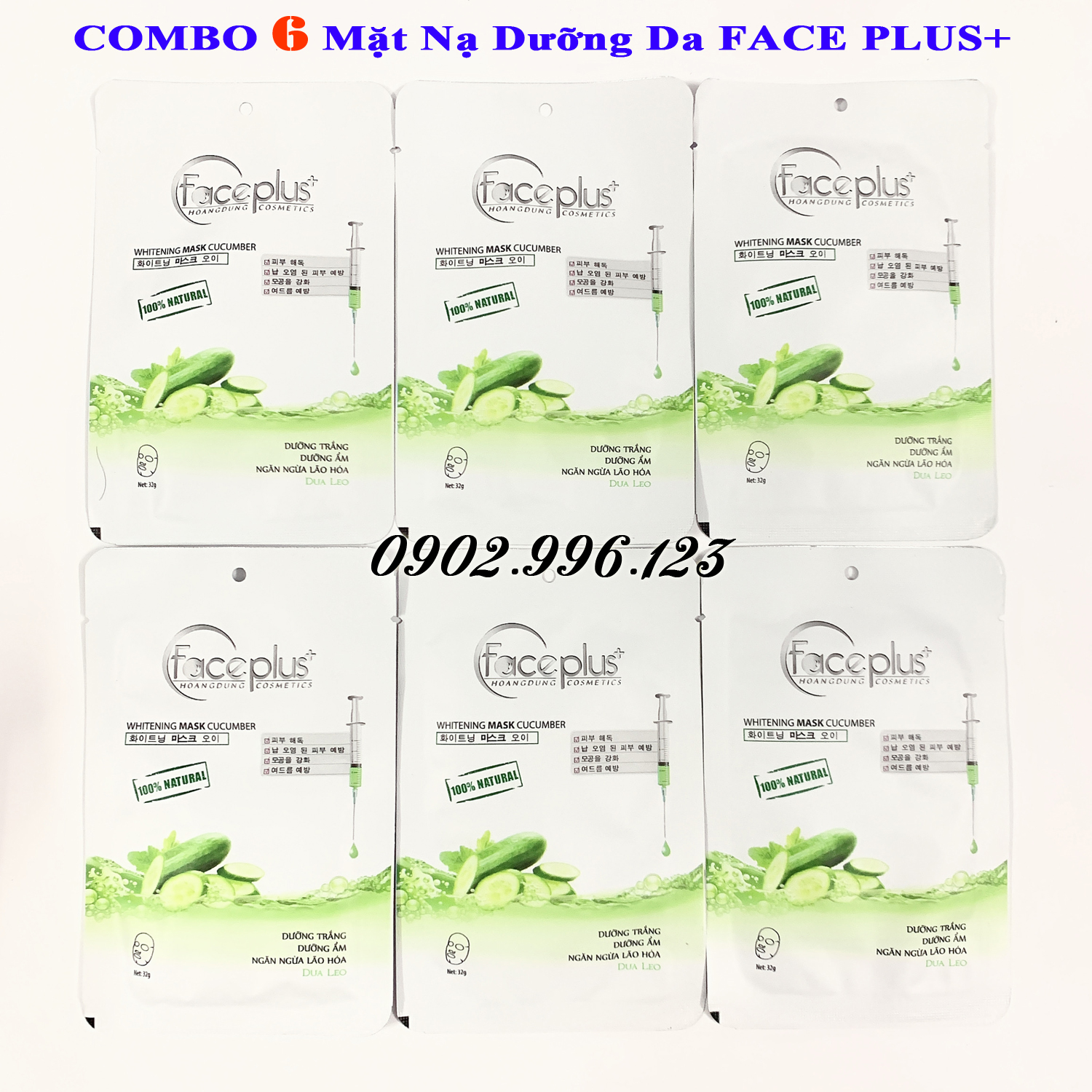Combo 6 Mặt nạ chiết xuất từ quả Dưa Leo FACE PLUS